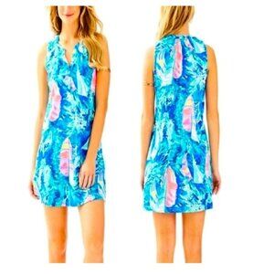 Lilly Pulitzer Essie Dress Hay Bay Bay Sailboat Print Size large